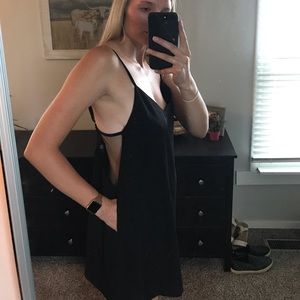 TOBI black mini dress with mesh cut outs L